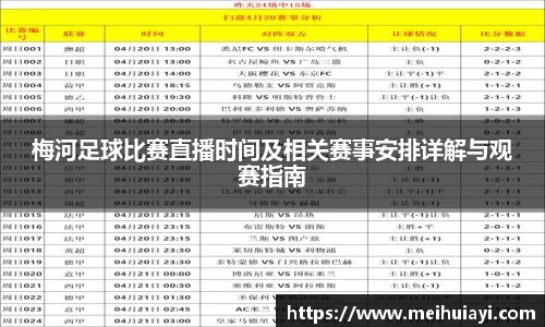 梅河足球比赛直播时间及相关赛事安排详解与观赛指南